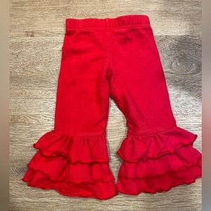 Kids Ruffle Bell Bottom Pants - Red